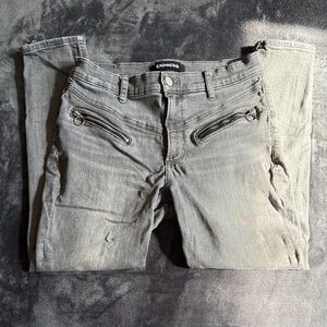 Express High Rise Charcoal Skinny Jeans with Zipper Accents Size 8S Denim Gray